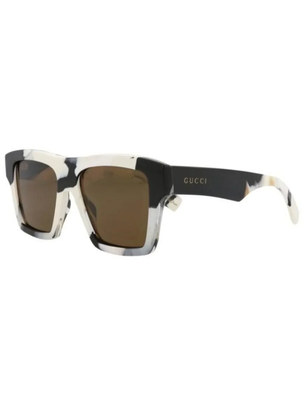 New Gucci Mens Square/Rectangle White White Brown Fashion Designer Sunglasses